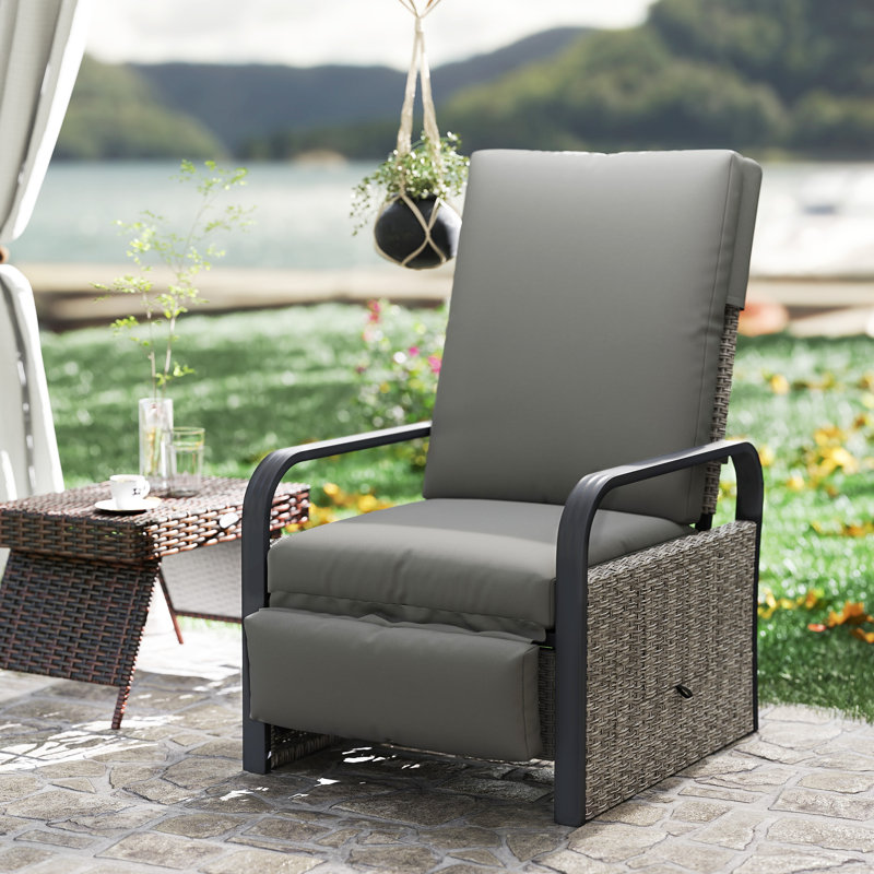 Wicker Outdoor Lounge Chair, Black/Grey, Dark Grey