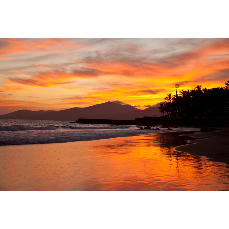 Sunset Reflected On Wet Sand by EdwardVisserPhotography - Wrapped Canvas Print, 30cm H x 46cm W x 3.8cm D