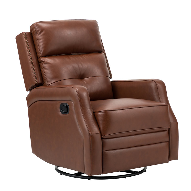 Fauteuil inclinable manuel pivotant Rudisill, Cuir véritable brun