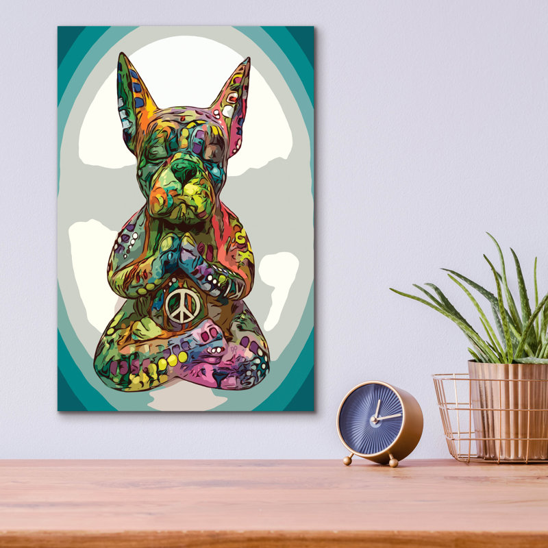 «French Buddha Bulldog» par Dean Russo, H 16 po x l 12 po x P 0,13 po
