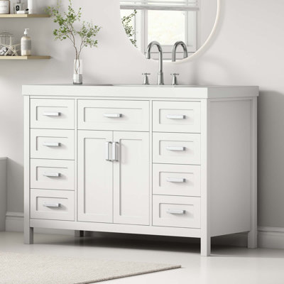 Meuble-lavabo 48 po avec lavabo, 2 portes et 8 tiroirs, système de fermeture en douceur