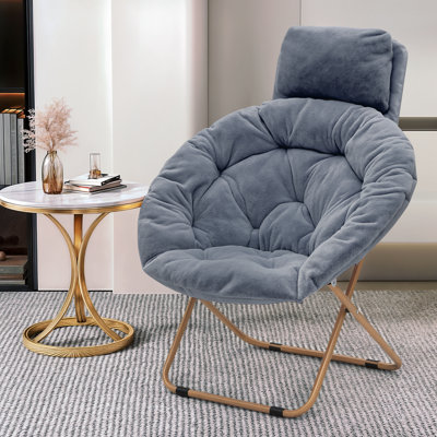 Chaise de soucoupe pliable rembourrée avec appui-tête, fauteuil d'appoint confortable pour la chambre du salon