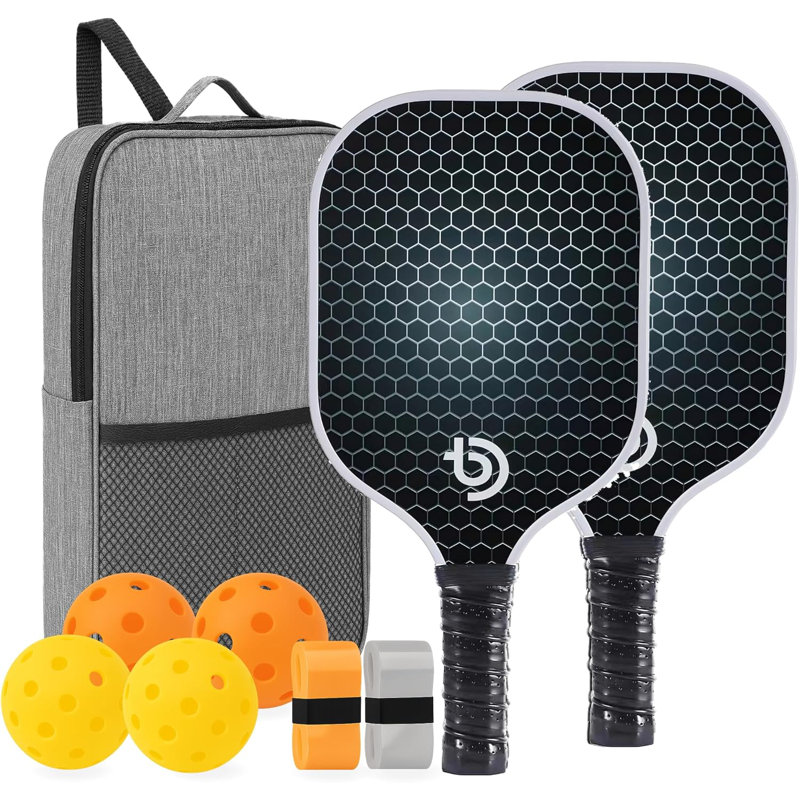 Ensemble de raquettes de pickleball en fibre de verre - Palettes de pickleball approuvées USAPA pour débutants et adultes