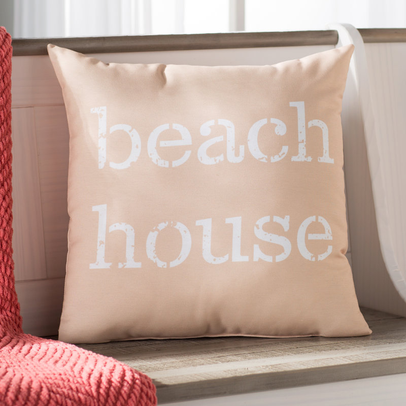 Housse de coussin carrée Beach House, H 20 po x l 20 po, Taupe / beige