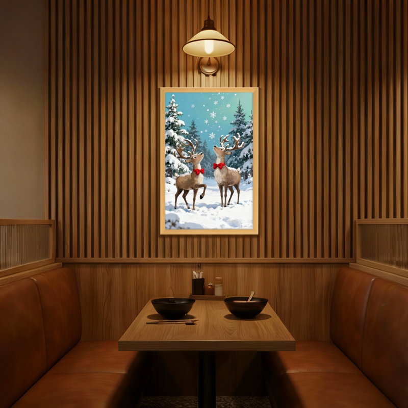Noël, renne de Noël, scène de forêt enneigée, H 18 po x l 12 po