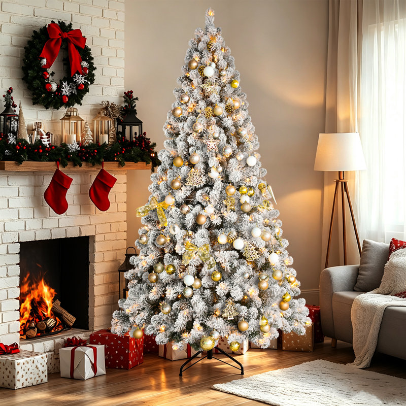 Arbre de Noël artificiel enneigé, 8'