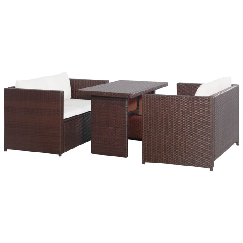Darnley 3 Piece Deep seating with Cushions, Cream White, Brown