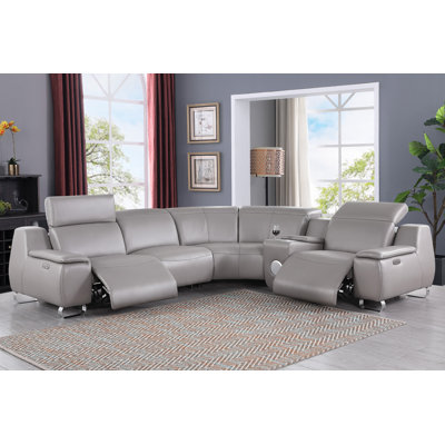 Canapé modulaire en cuir 5 pièces Clayson