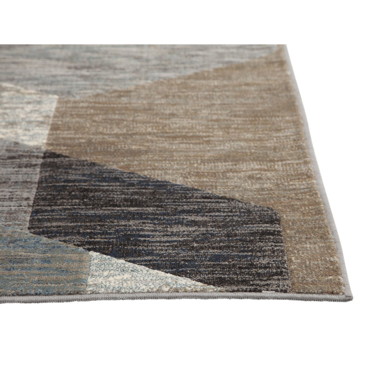 Tapis gris / bleu / naturel Calliope 8 x 10