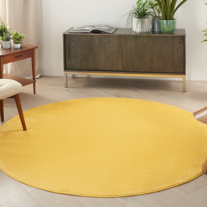 Tapis intérieur / extérieur jaune Nourison Essentials, Rond 6 pi