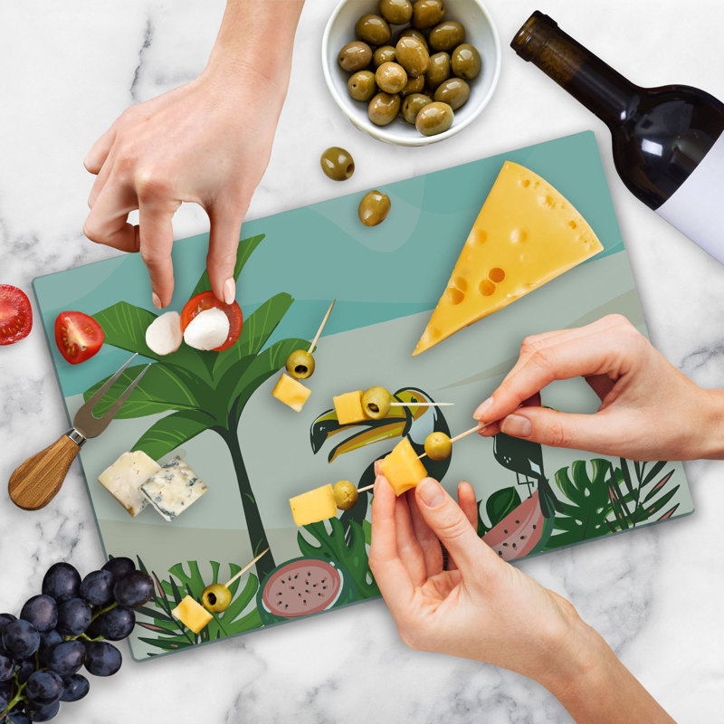 Ambesonne Graphic Beach Cutting Board Large Size Watermelons Toucans Multicolor