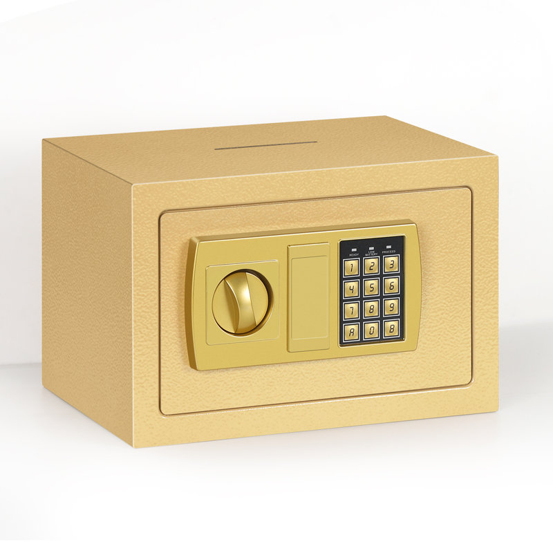 Mini Safe - Money Box Compact Safe For Cash Storage, Gold