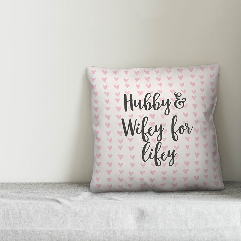  Coussin Hubby and Wifey for Lifey in Hearts 16 ", Coussin décoratif