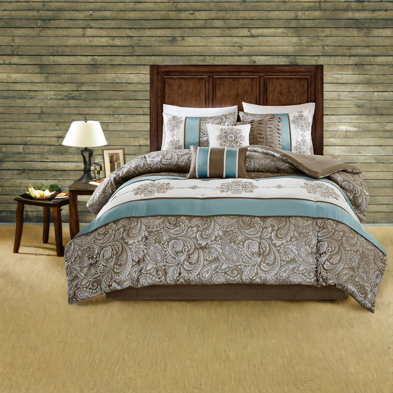 Elegant 7 Piece Bedding Sets, Polyester Jacquard Paisley For Home