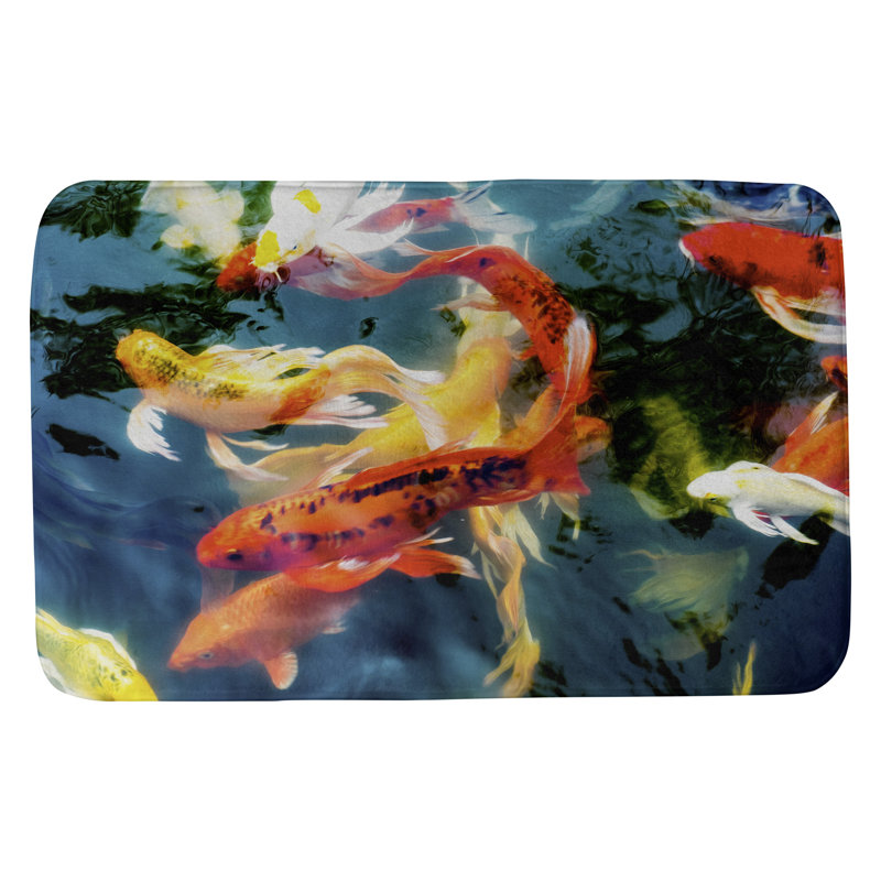 Tapis pour salle de bain koi étang Oram, l 21 po x L 34 po