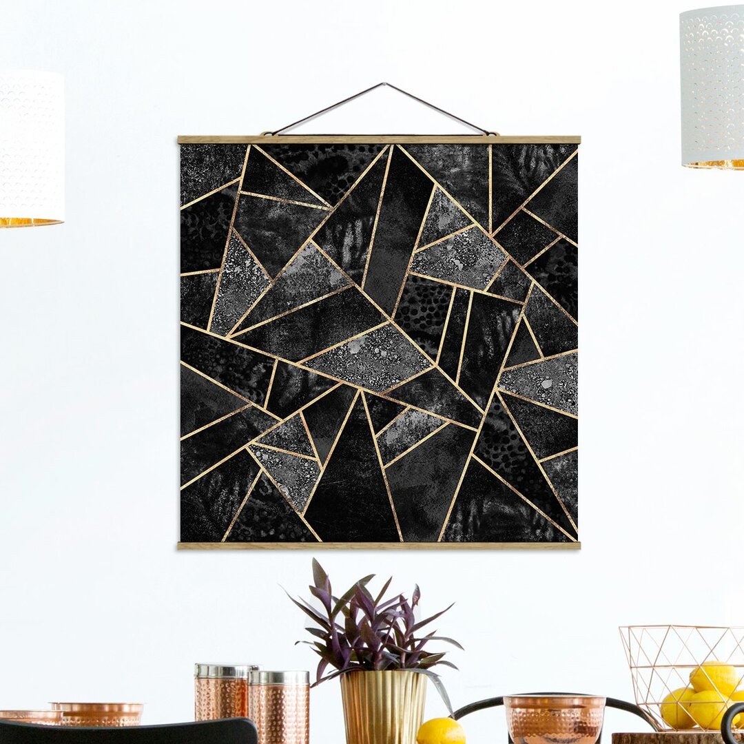 Grafikdruck Grey Triangles Gold von Elisabeth Fredriksson