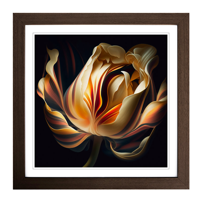 Tulip Flower Abstract Art - Framed Print, Walnut
