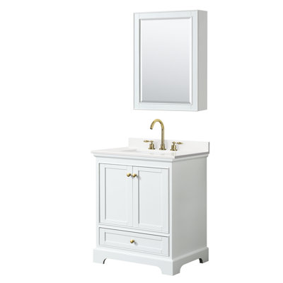 Deborah 30'' Free Standing Single Bathroom Vanity with Quartz Top -  Wyndham Collection, WCS202030SWGWQUS3MED