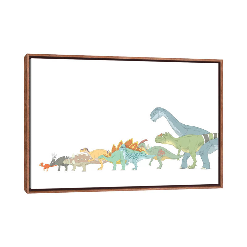 Dessin au crayon illustrant divers dinosaures et leurs tailles comparatives par Alice Turner - impression d'art graphique