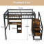 Full-Size Loft Bed with Desk, Wardrobe, and Built-In Staircase - Heavy Metal Frame, Storage Rack, and Charging Station for Adults and Teens