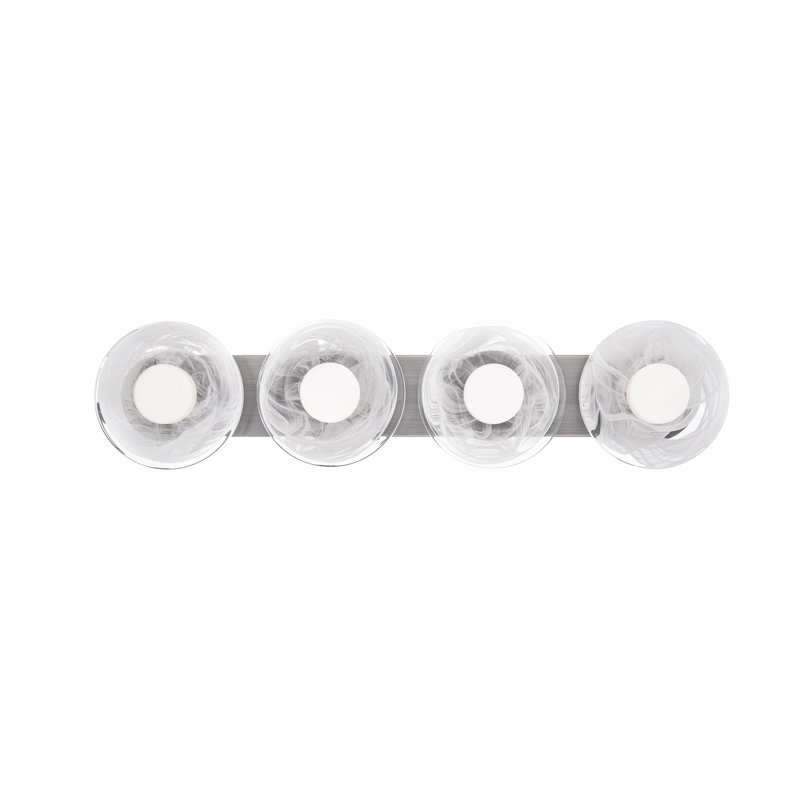Fresco 34" Dimmable LED Bath Vanity & Wall Light With Artisanal Glass Shade, 3000K Color Temperature, Brushed Nickel