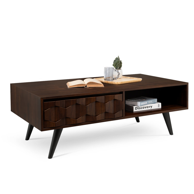 Georgina Solid Wood 4 Legs Coffee Table with Storage