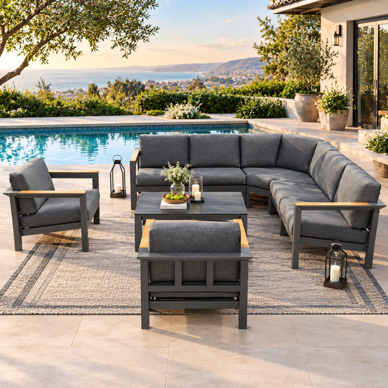 Ensemble de conversation modulaire avec coussins 6 pièces Caggiano