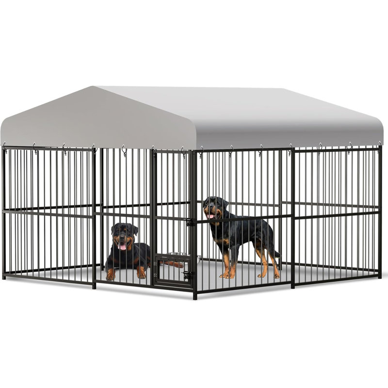 Large Outdoor Dog Kennel, Heavy Duty Dog Cage with Roof