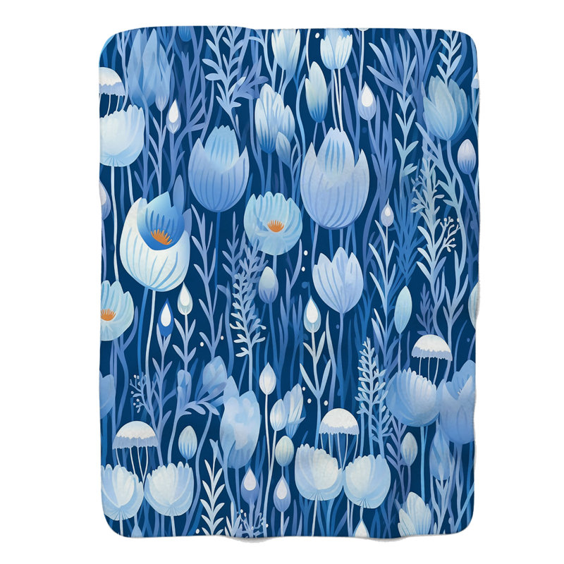 Sapphire Petals - 1 pièce Sherpa Premium, Lit simple