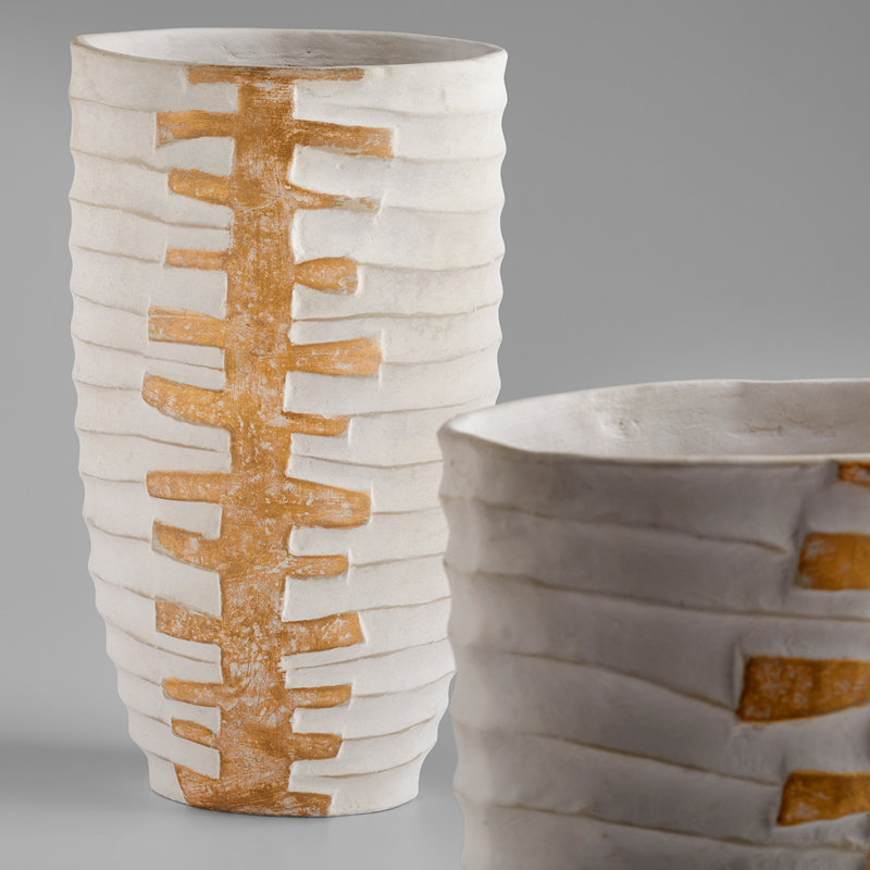 Luxe Vessel Terracotta Table Vase, 15.5" H x 14" W x 9.25" D