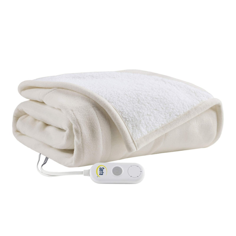 Serta Freya Heated Fleece to Sherpa Throw