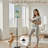 PeeNoke 68.5" Standing Floor Lamp Elegant Hydrangea Flowers Blue Blooms Green Leaves Dimmable Metal Pole Lamp with Linen Lampshade LED Bulb Included