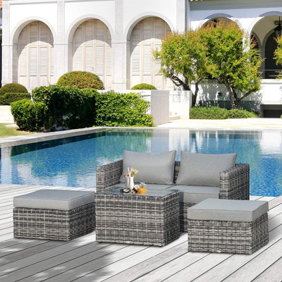 Hayron 4 Seater Rattan Conversation Set