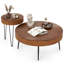 Ensemble de 2 tables basses rondes Boho avec plateau en bois de pin massif et pieds en métal