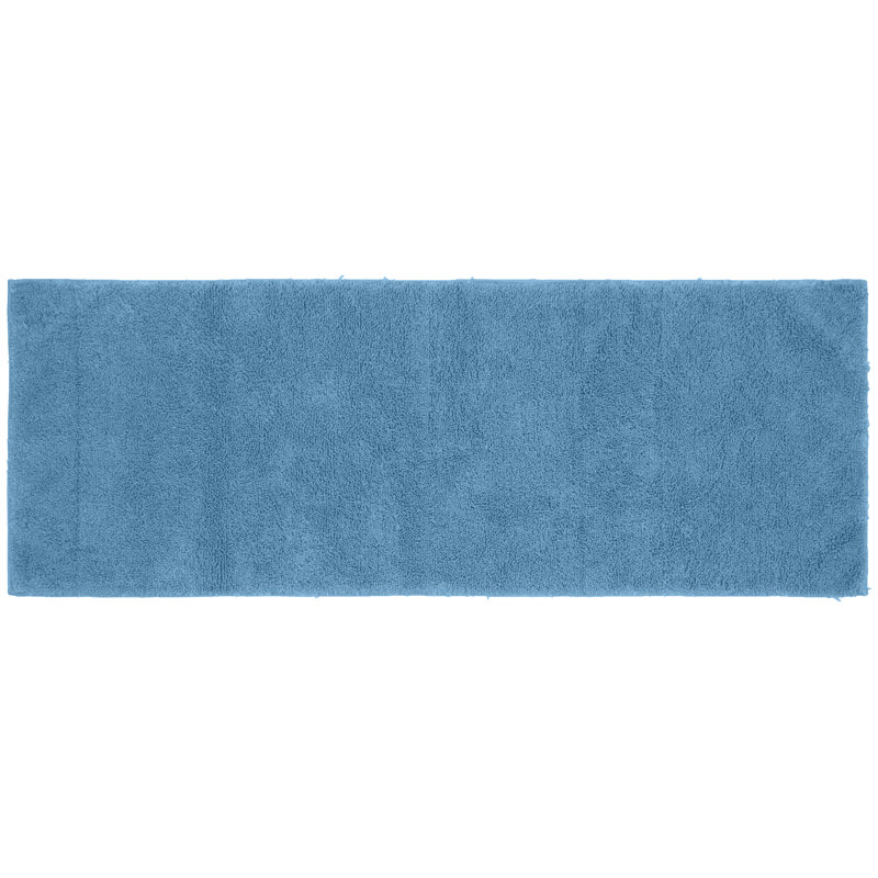 Roanoke Cotton Bath Rug with Non-Slip Backing, Runner 22" x 60", Sky Blue