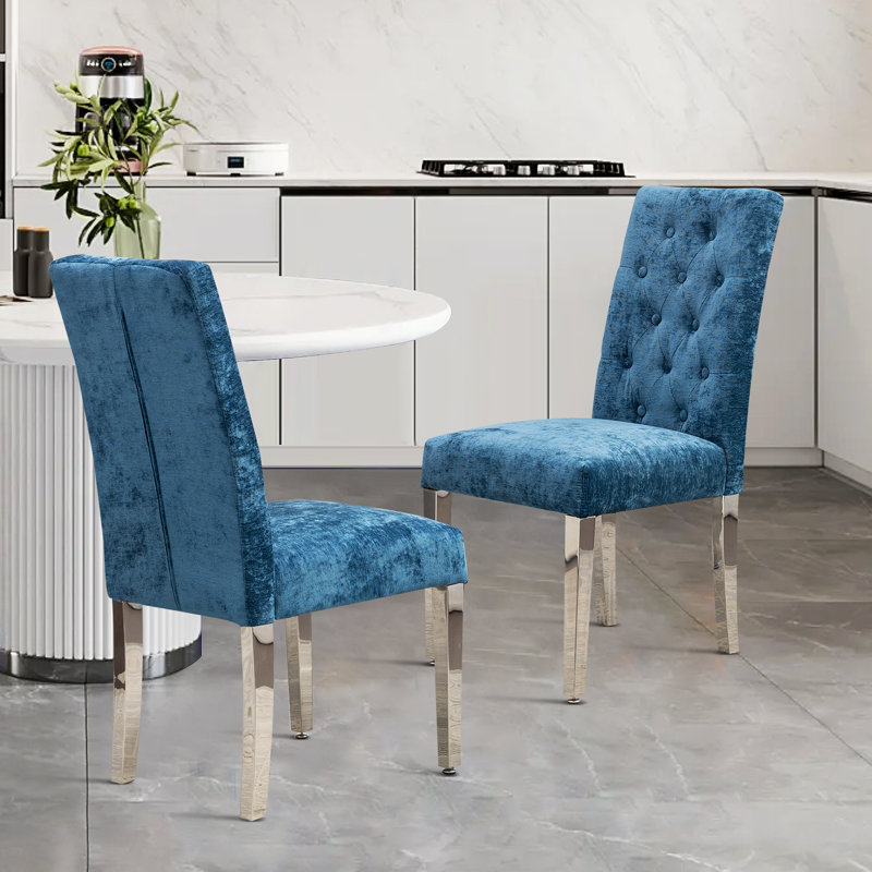 Quintica 19.3'' H Tufted Upholstered Parsons Chair, Light Blue
