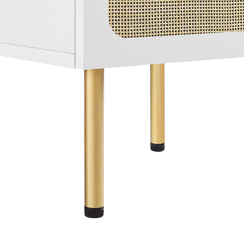 Meuble-lavabo simple 17,5 po avec plateau en bois Modway, Blanc, Blanc / doré