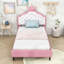 Lit princesse en similicuir avec structure robuste et tête de lit capitonnée-1723469568