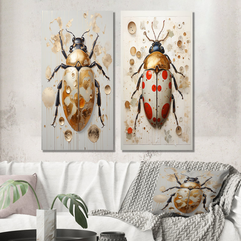 Ensemble de 3 insectes et insectes dorés, H 28 po x l 24 po