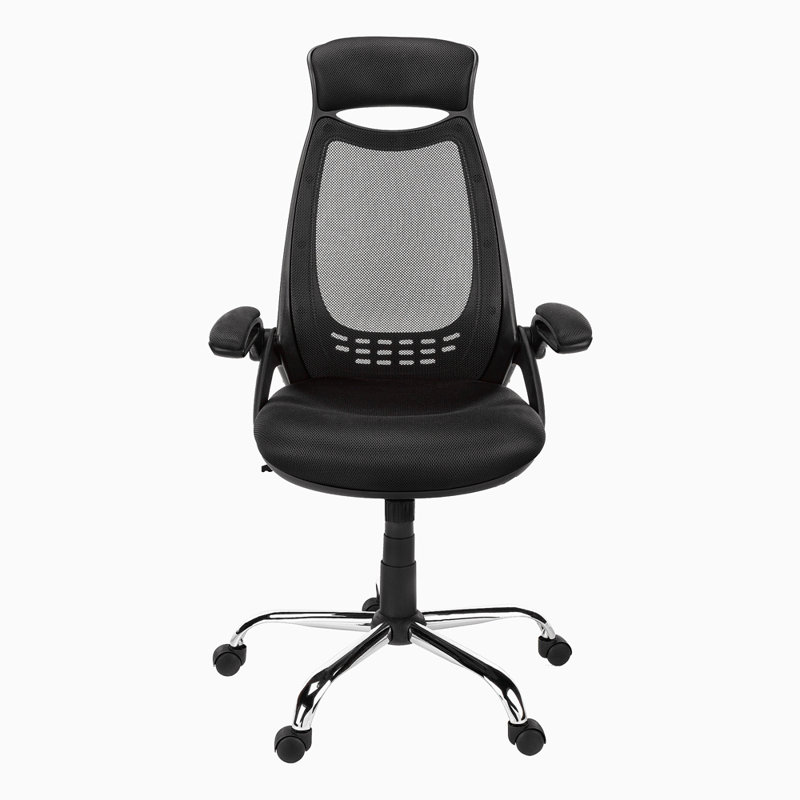 Fauteuil de bureau, hauteur réglable, pivotant, ergonomique, accoudoirs, bureau d'ordinateur, filet de travail, métal chromé, contemporain, moderne