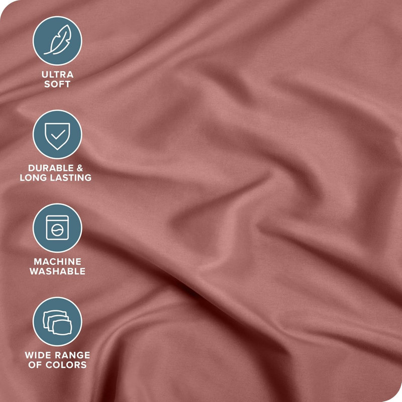Ensemble de draps 100% coton Toccoleggero, Pink, Queen Sheet Set with 4 Pillowcases