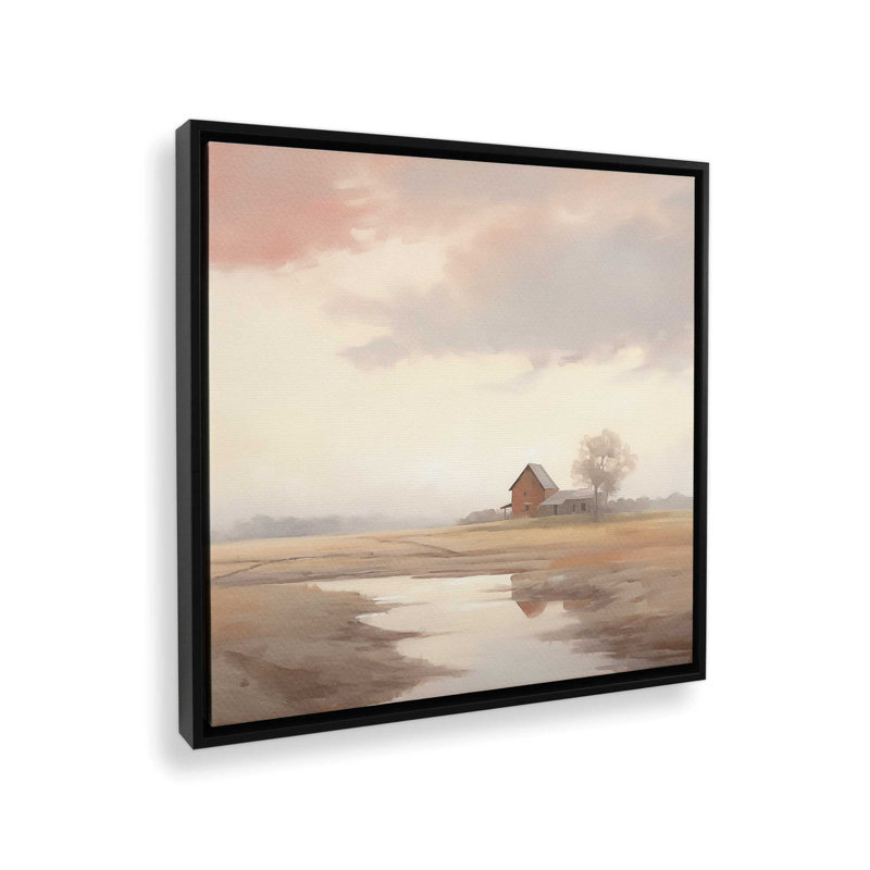 Rustic Barn Reflections, reproduction sur toile, Cadre noir, H 12,75 po x l 12,75 po x P 1,75 po