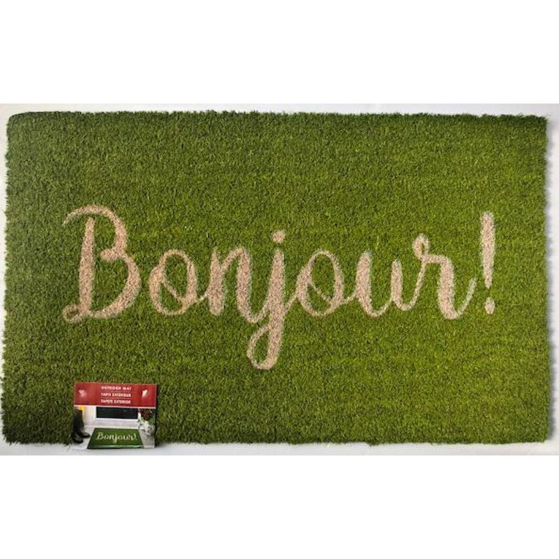 Bonjour 30 po x 18 po tapis pour porte d’extérieur