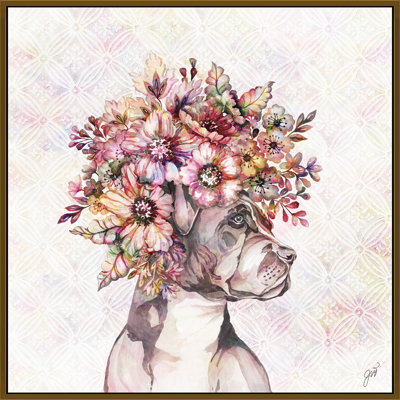 «Dog Floralista I» par Jackie Von Tobelisan - peinture sur toile