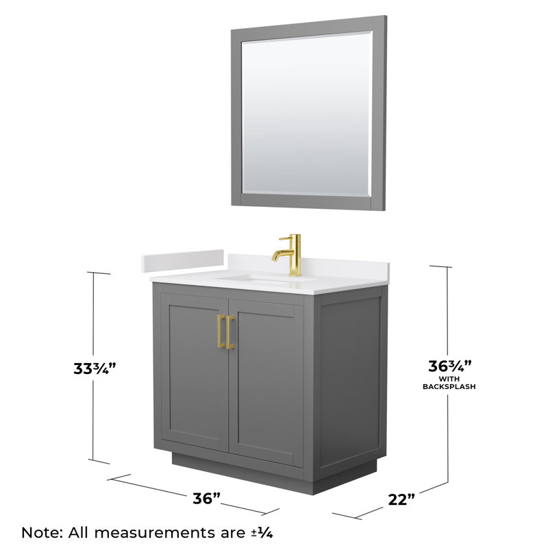 Miranda 36'' Dark Gray Single Freestanding Bathroom Vanity with White Marble Top