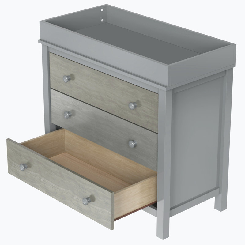 Commode 3 tiroirs, gris