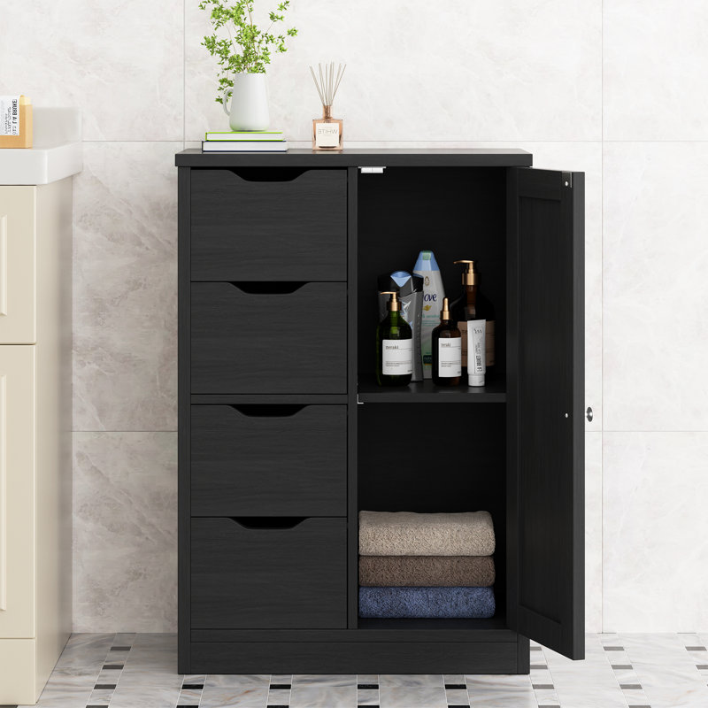 Free-Standing Bathroom Storage Cabinet, Black