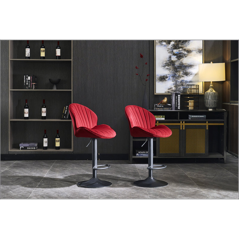 Bar Stools Set Of 2 - Adjustable Barstools With Back And Footrest