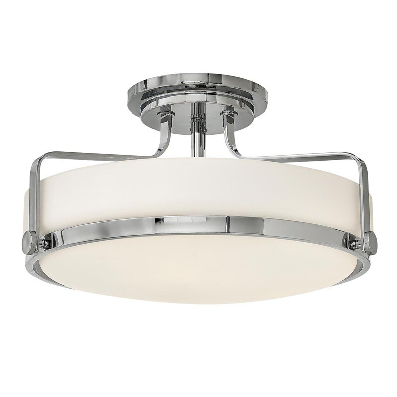 Moreauville Glass Semi Flush Mount, Polished Chrome, 25.3cm H x 45.6cm W