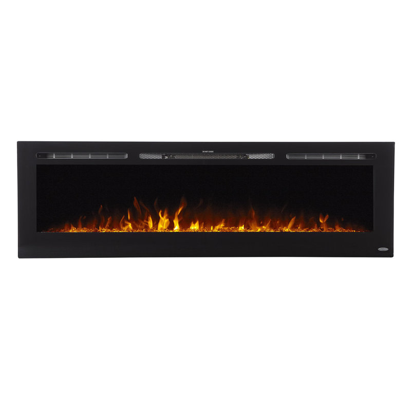 The Sideline Electric Fireplace for Recessed or Wall Mount Installation, 21.5" H x 100" W x 5.5" D, Black